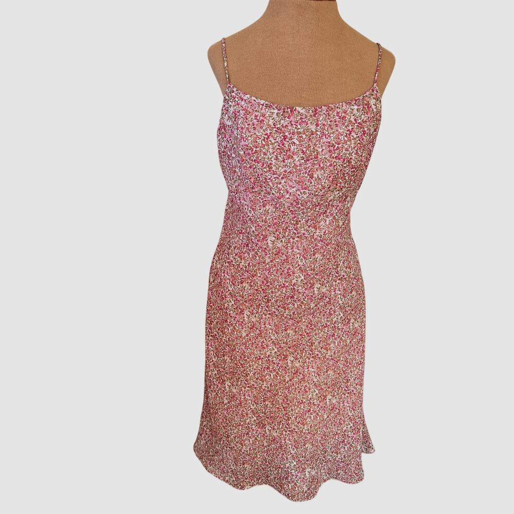 Studio Y pink floral dress mesh layered midi spaghetti strap Y2K fairy feminine